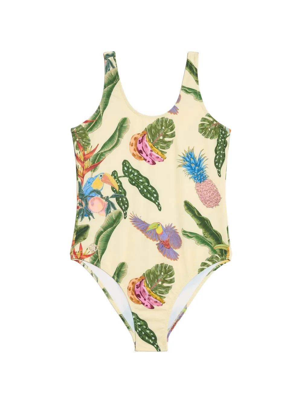 Roberto Cavalli Junior tropical-print swimsuit - Gelb
