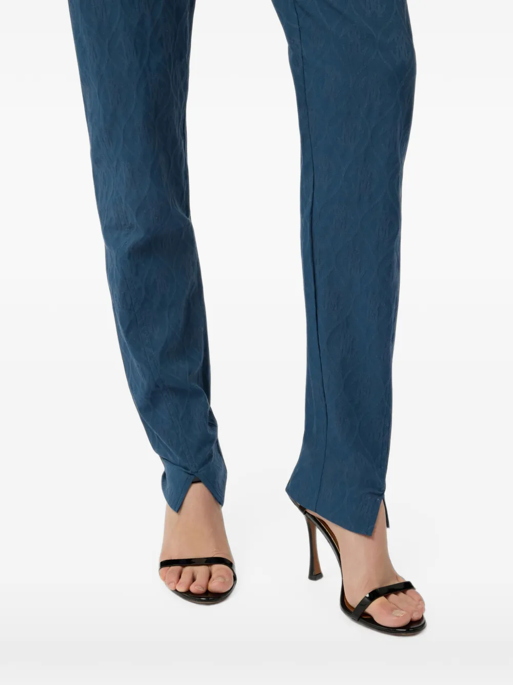 Roberto Cavalli Broek met toelopende pijpen en monogram-jacquard Blauw
