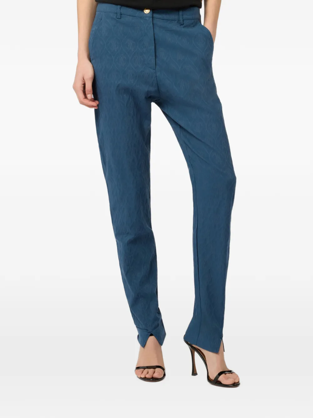 Roberto Cavalli Broek met toelopende pijpen en monogram-jacquard Blauw