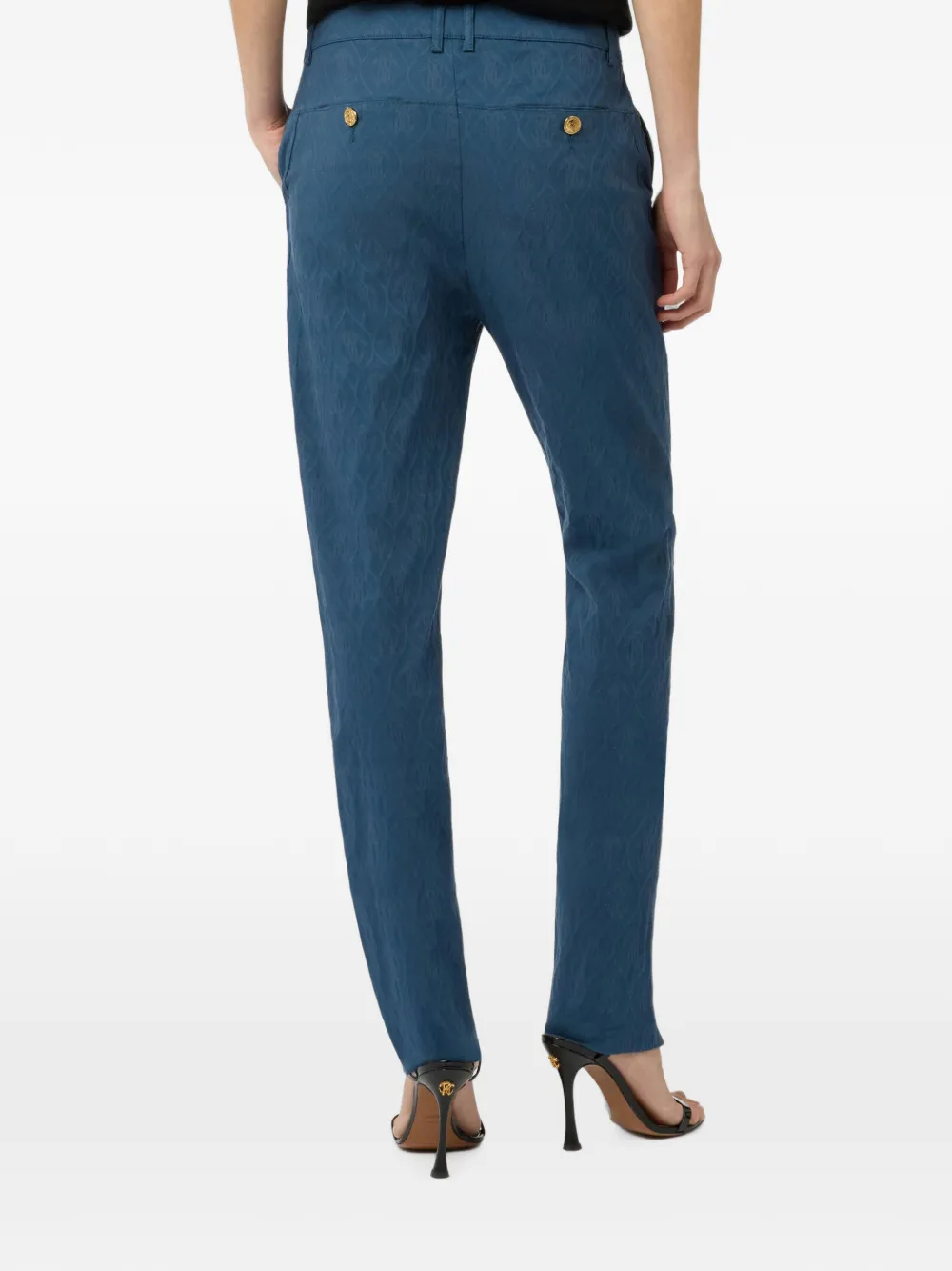Roberto Cavalli Broek met toelopende pijpen en monogram-jacquard Blauw