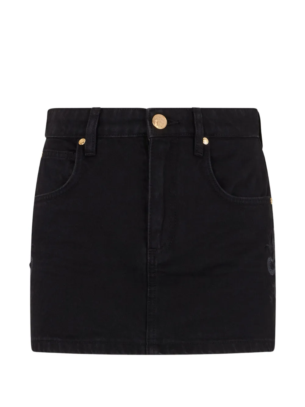 Roberto Cavalli snake-embroidered straight mini skirt - Noir Roberto Cavalli snake-embroidered straight mini skirt - Noir