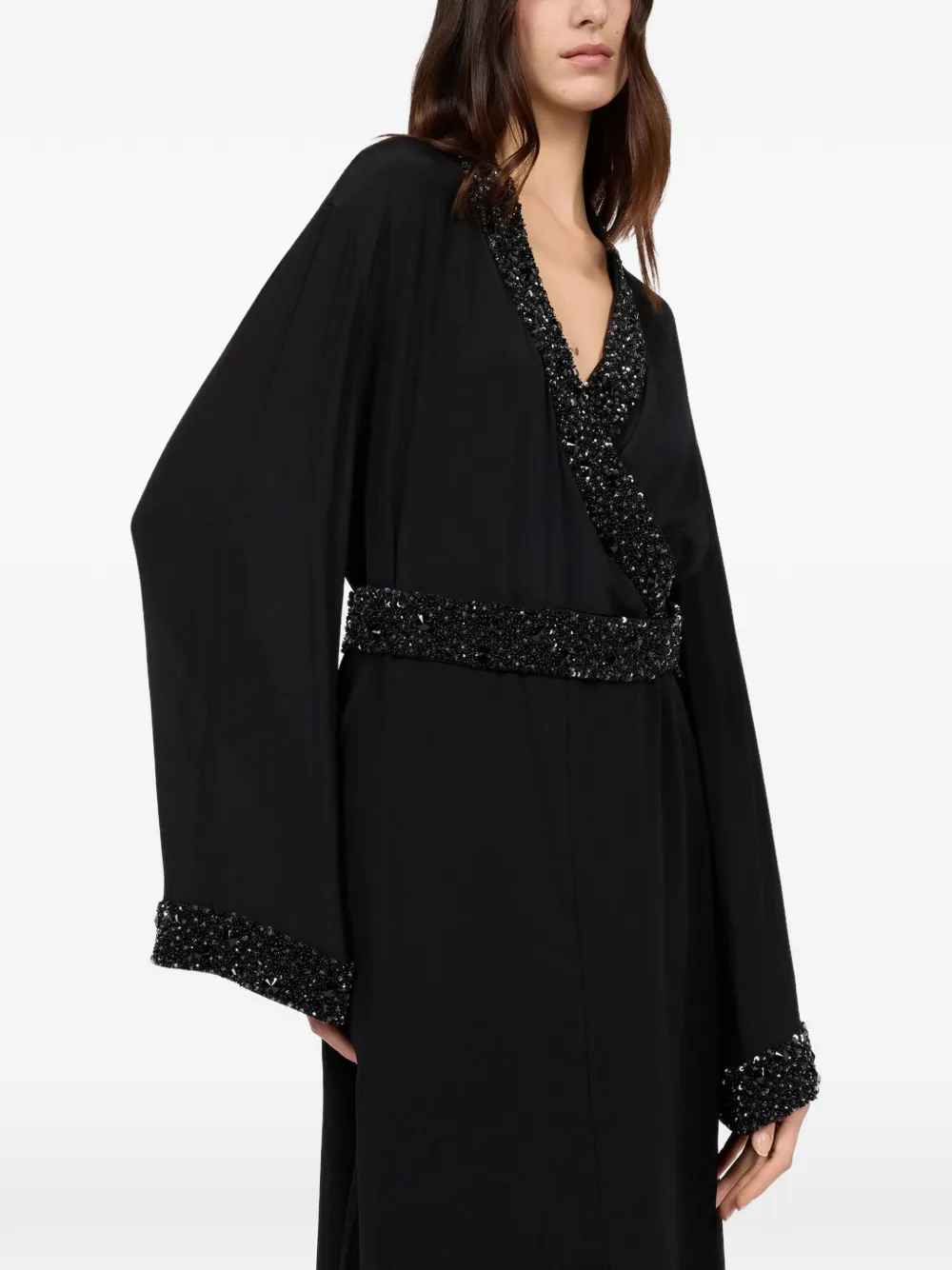 Roberto Cavalli Maxi-wikkeljurk verfraaid met kralen Zwart