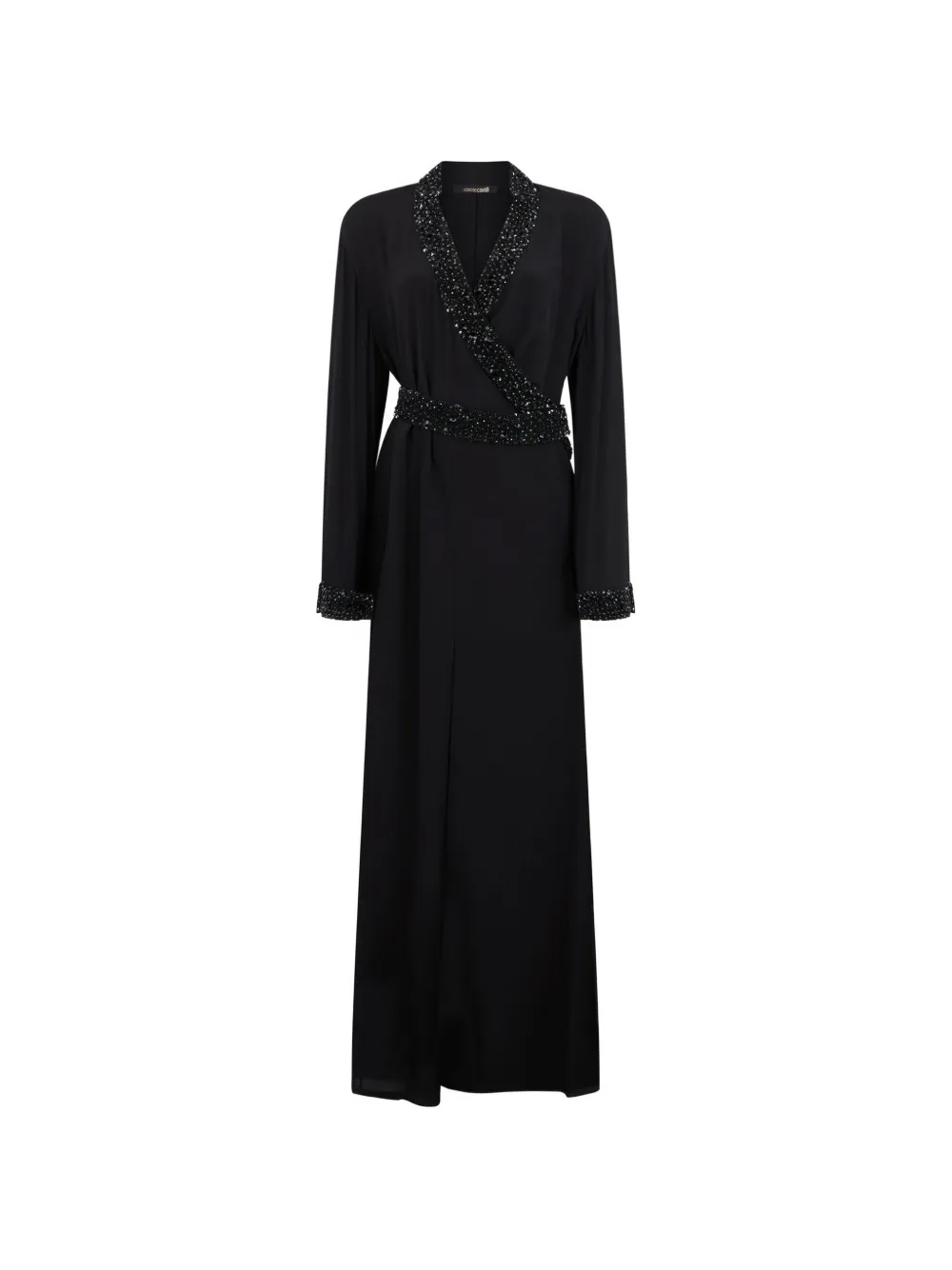 Roberto Cavalli bead-embellished wrap maxi dress - Noir Roberto Cavalli bead-embellished wrap maxi dress - Noir