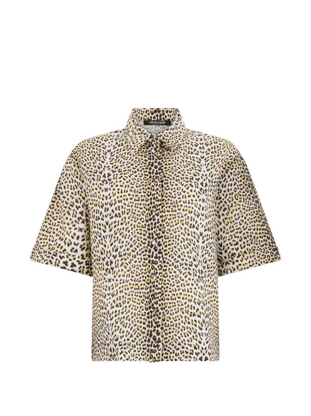 Roberto Cavalli leopard-print short-sleeve shirt - Tons neutres