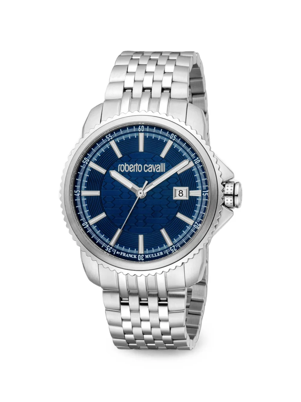 Roberto Cavalli fluted bezel 44mm watch - Blu