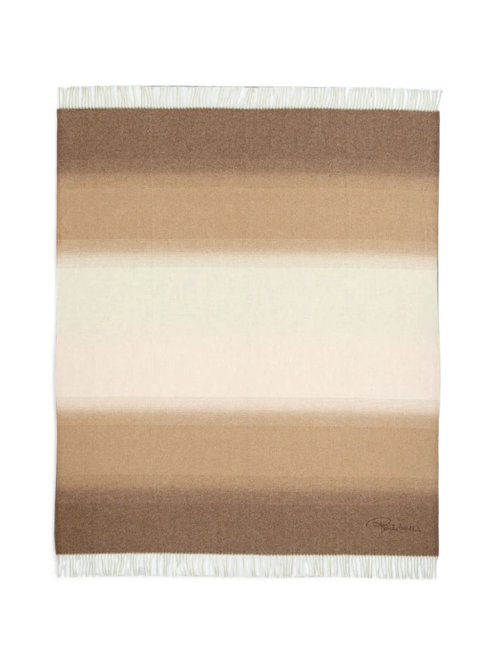 Roberto Cavalli Home gradient-effect fringed blanket - Marron