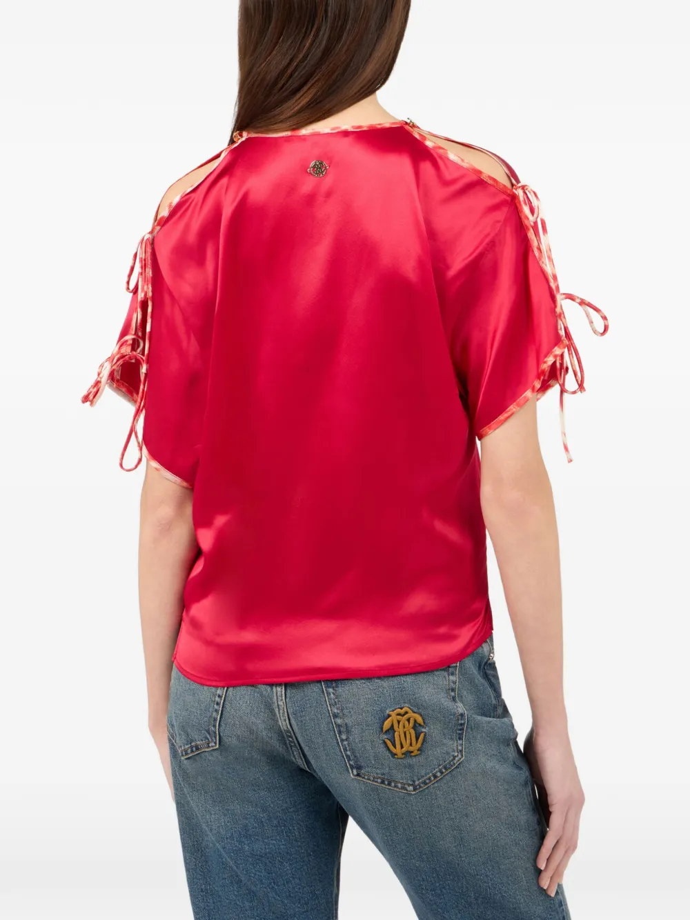Roberto Cavalli Zijden top met strikdetail Rood