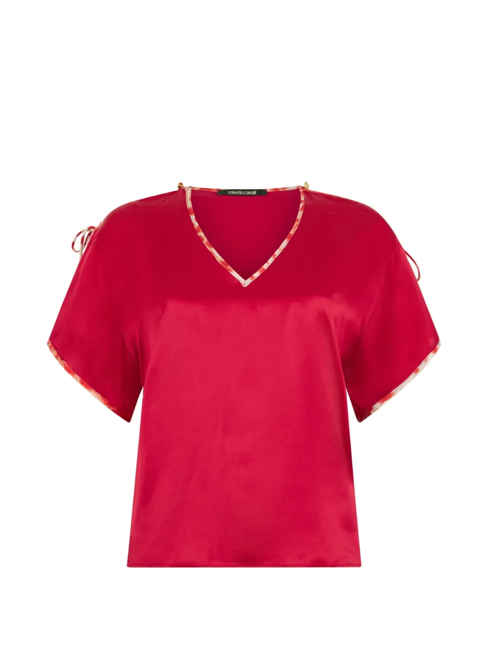 Roberto Cavalli tie-detail silk top - Rosso