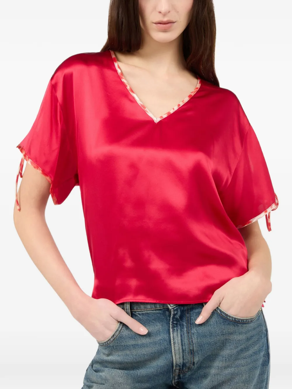 Roberto Cavalli Zijden top met strikdetail Rood