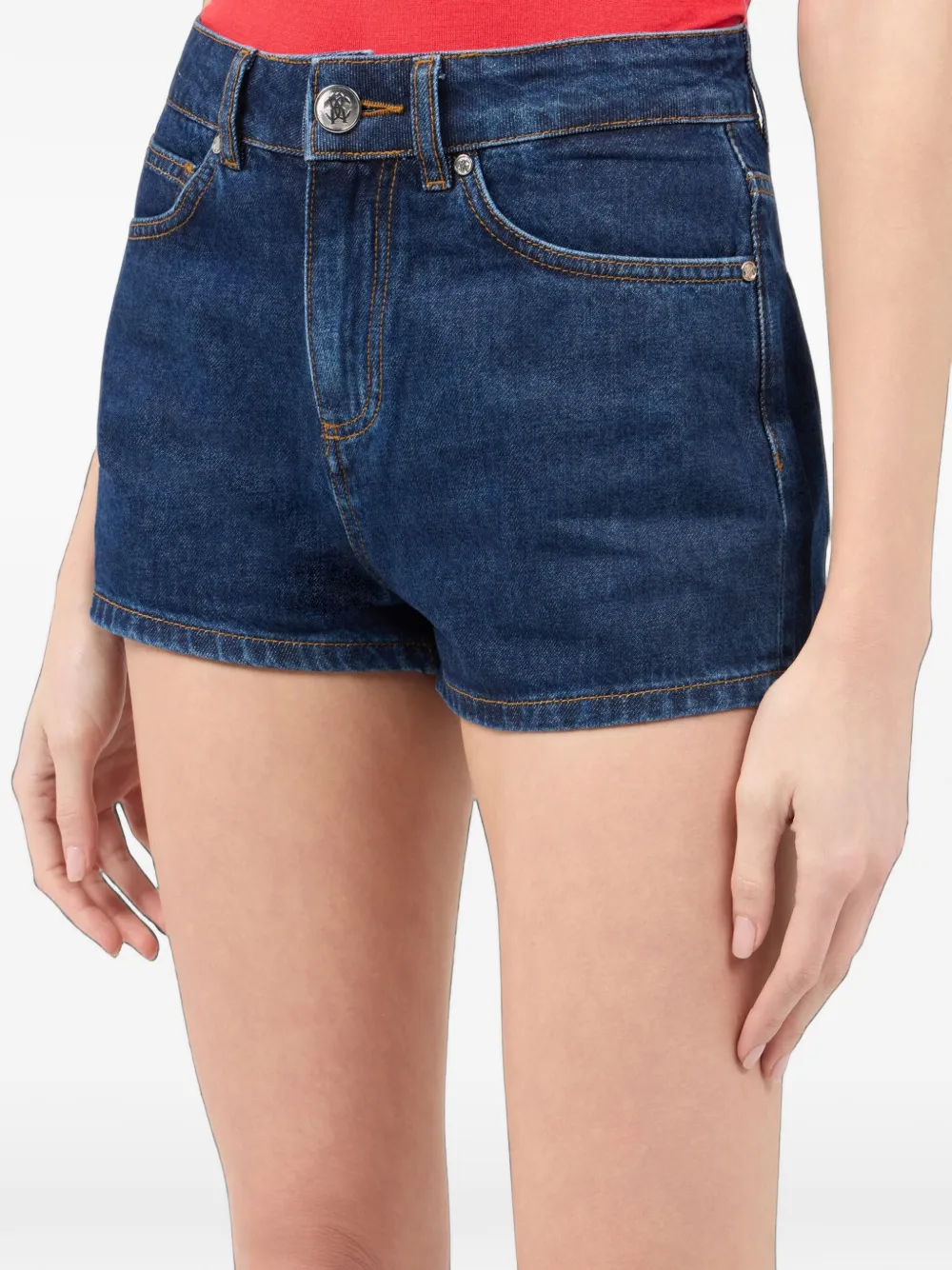 Roberto Cavalli Shorts met logoprint Blauw