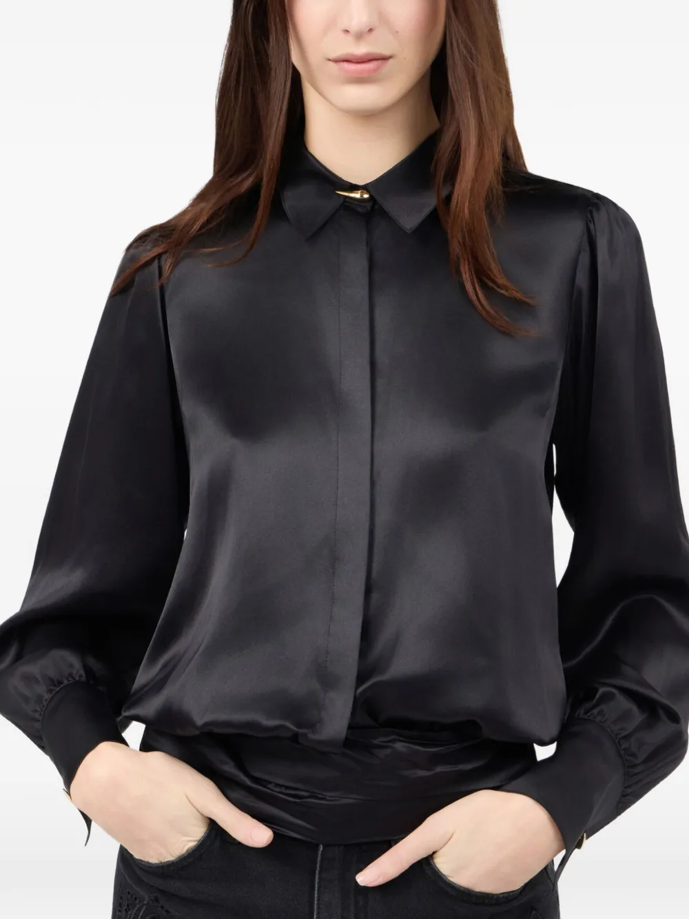 Roberto Cavalli Zijden blouse met striksluiting Zwart
