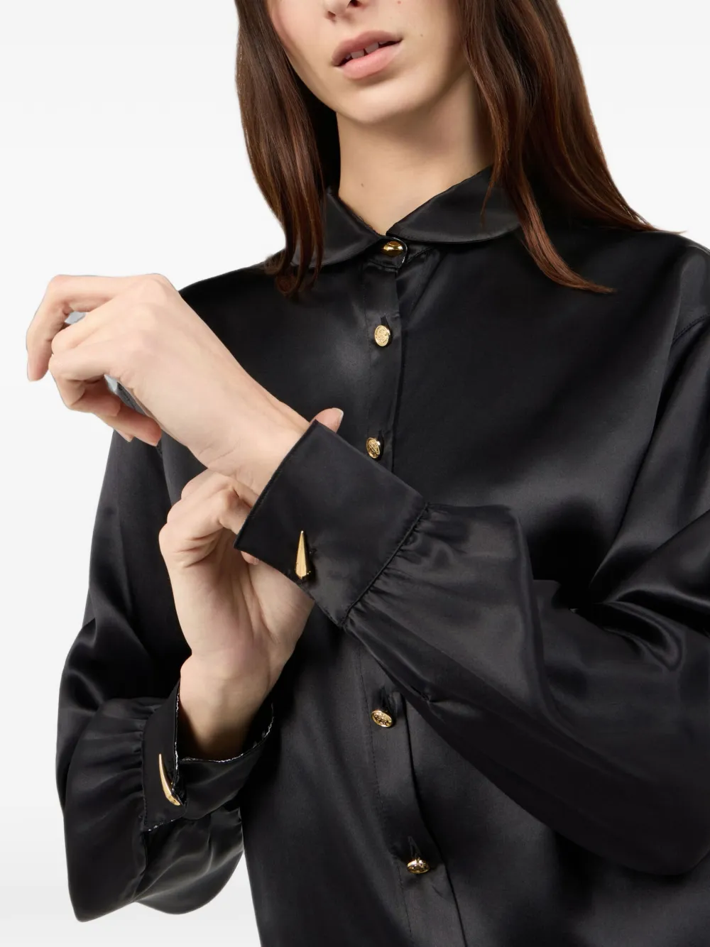 Roberto Cavalli silk button-down shirt Zwart