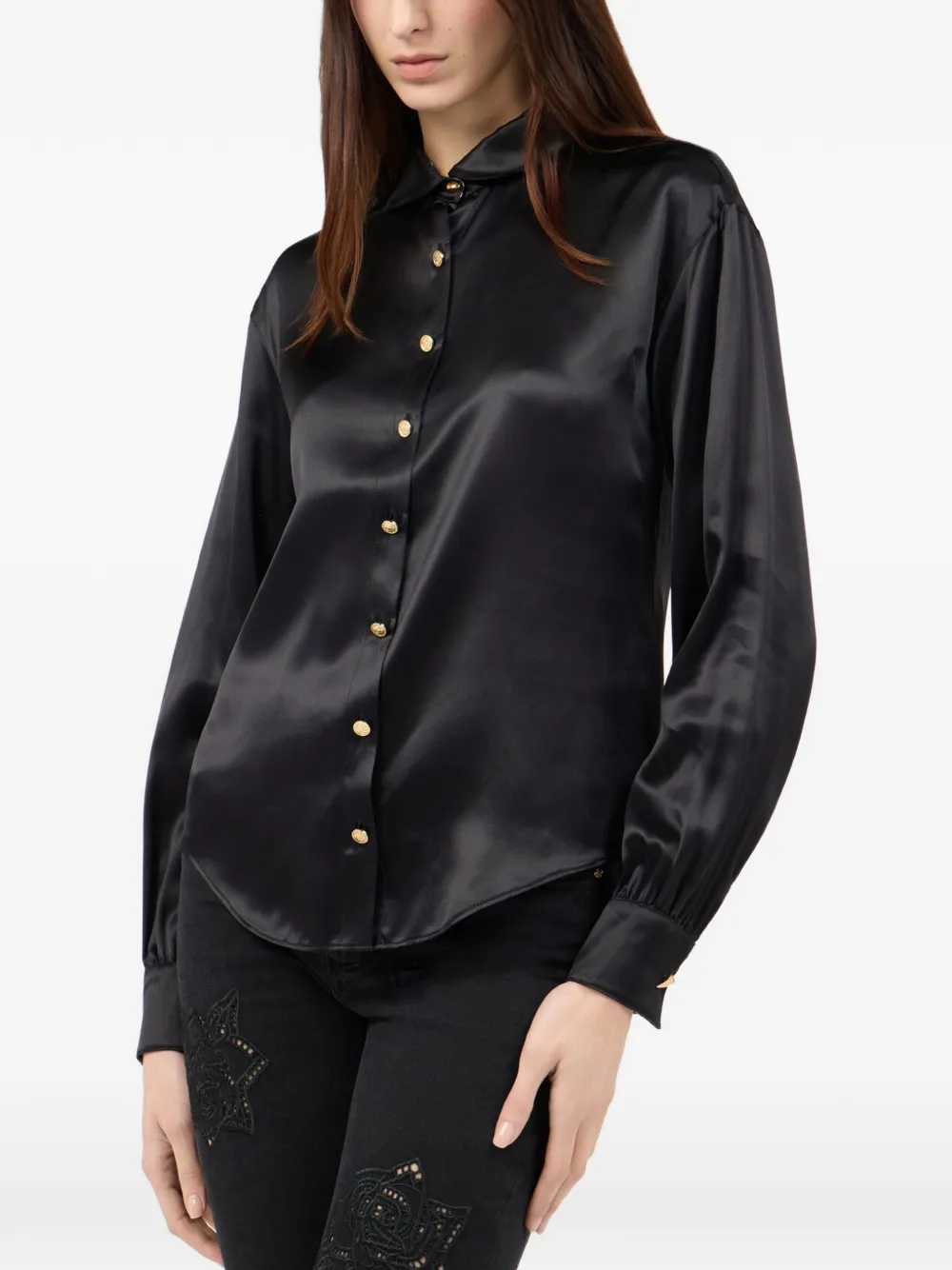Roberto Cavalli silk button-down shirt Zwart