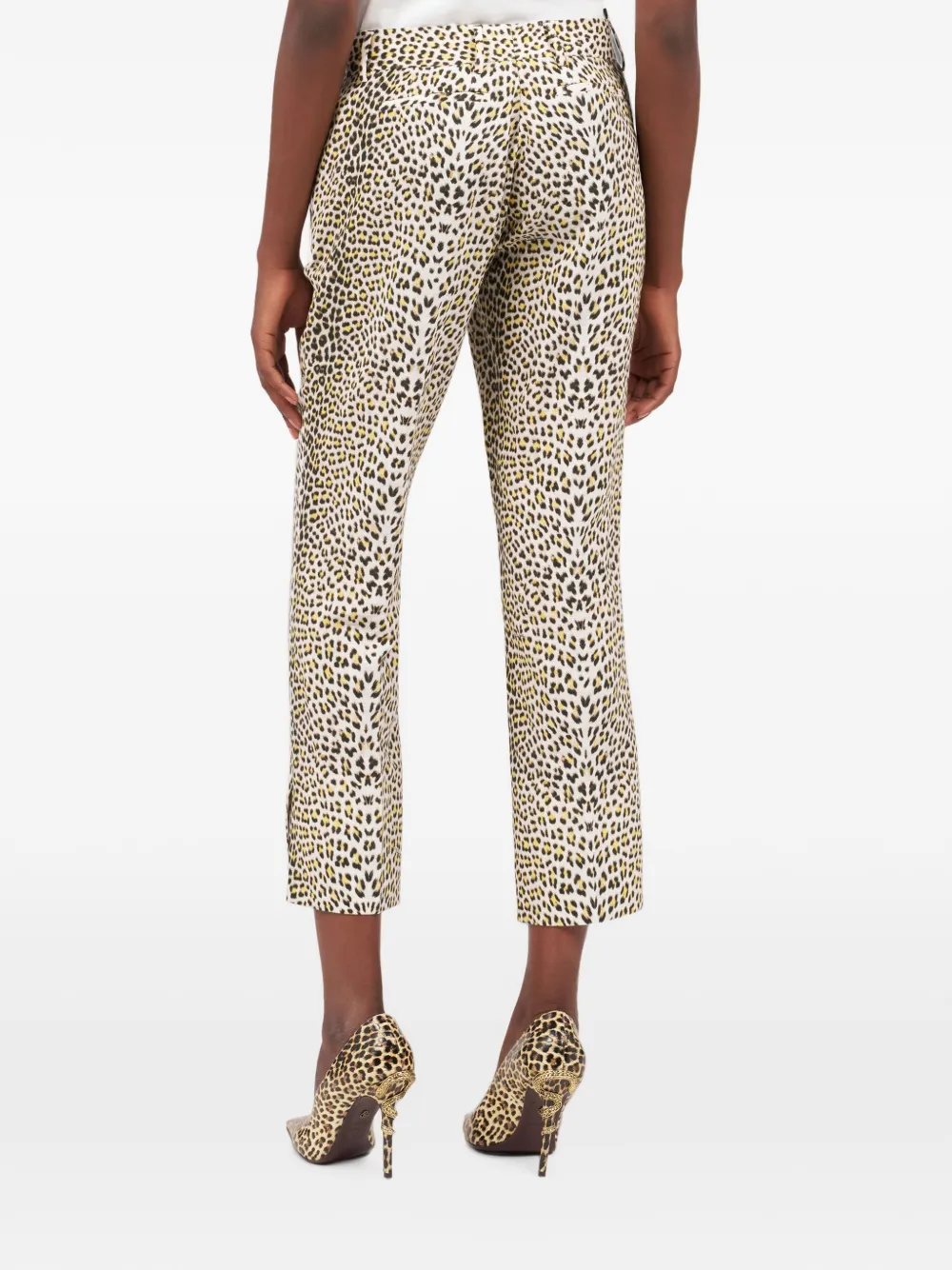 Roberto Cavalli Cropped broek met luipaardprint Beige