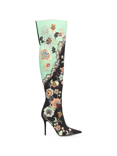 Roberto Cavalli floral-print over-the-knee boots