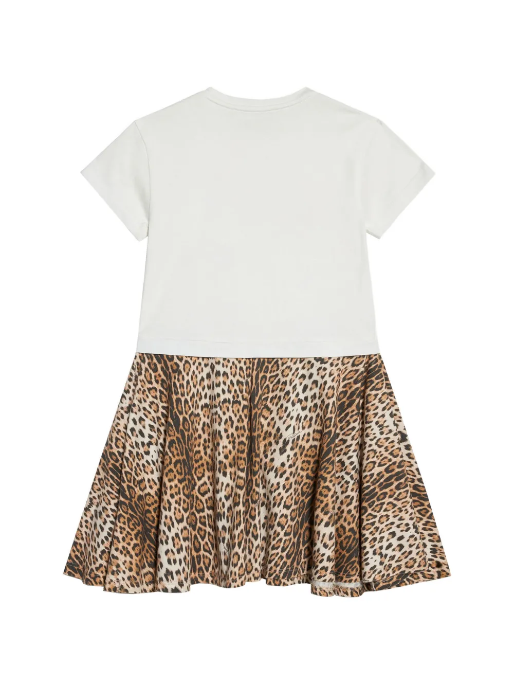 Roberto Cavalli Junior Jurk met geborduurd logo en jaguar-print Wit
