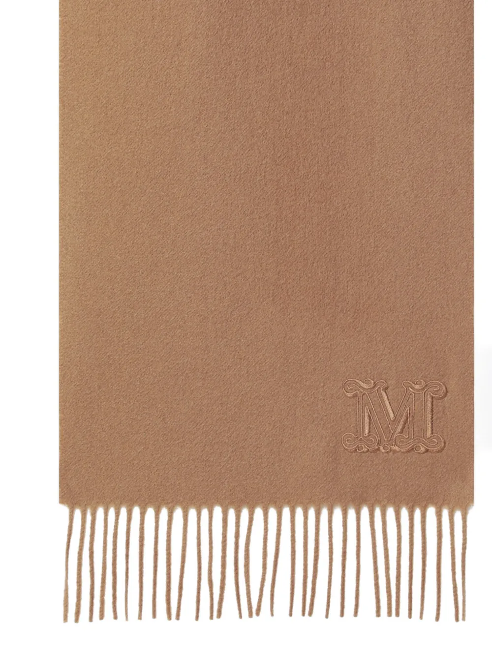 Max Mara Wsdalia sjaal met geborduurd logo en franje Beige