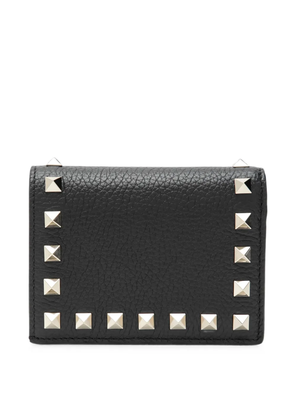 Valentino Garavani Kleine Rockstud kalfsleren portemonnee met textuur Zwart