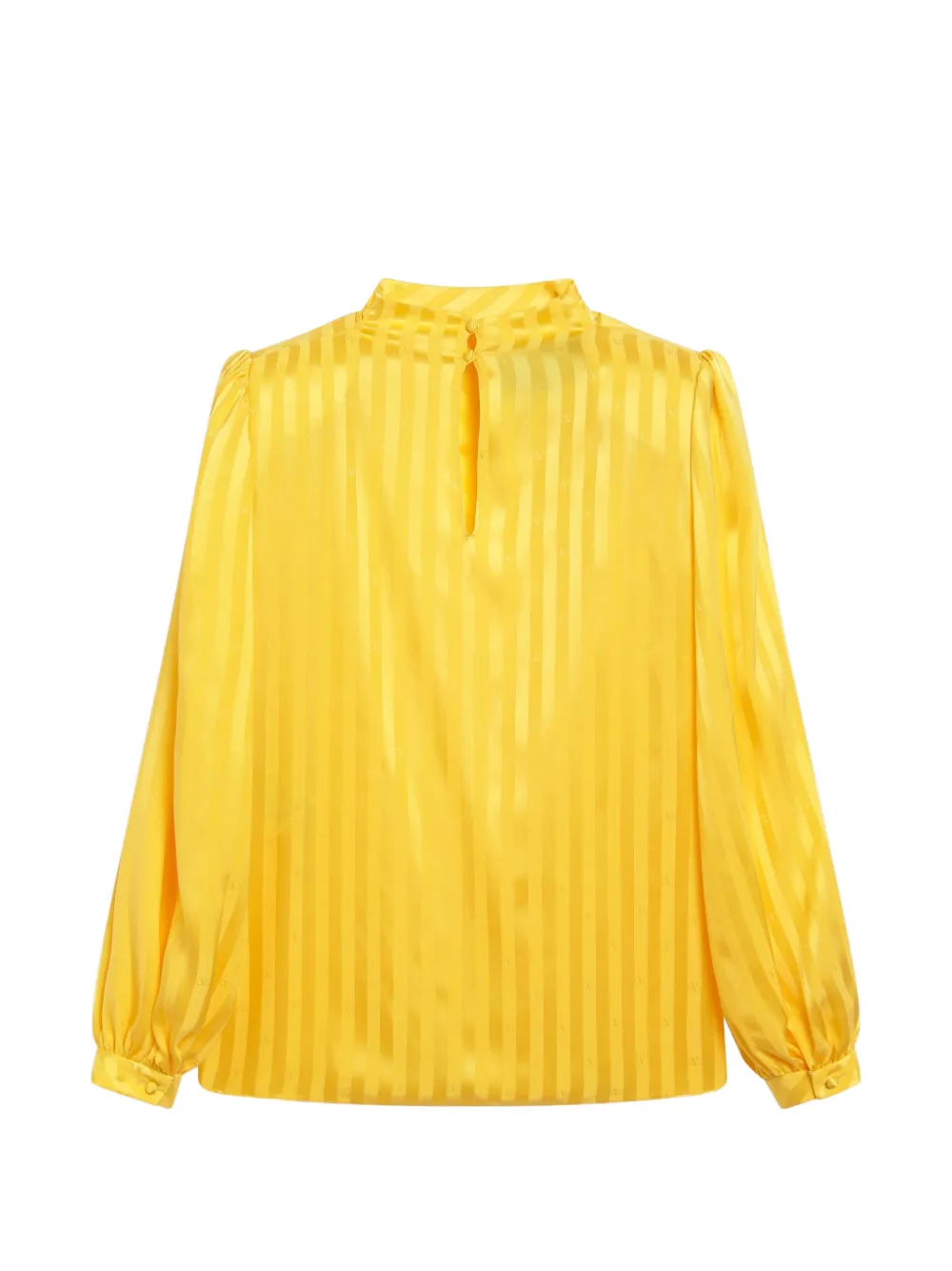 Valentino Garavani Gestreepte blouse met hoge hals en jacquard Geel