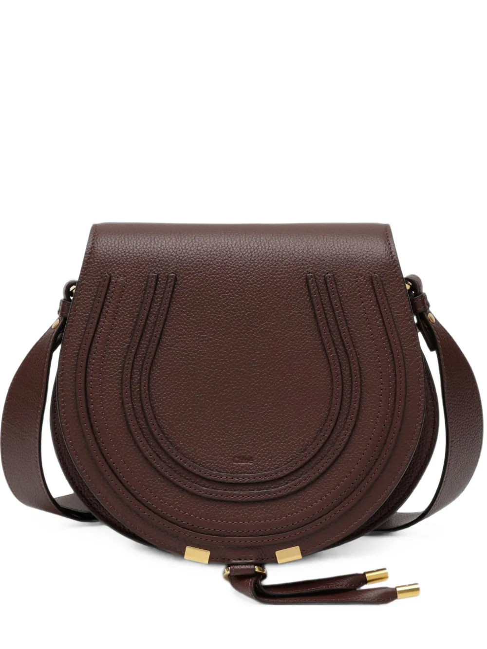 Chloé Maracie grained leather shoulder bag - Marrone
