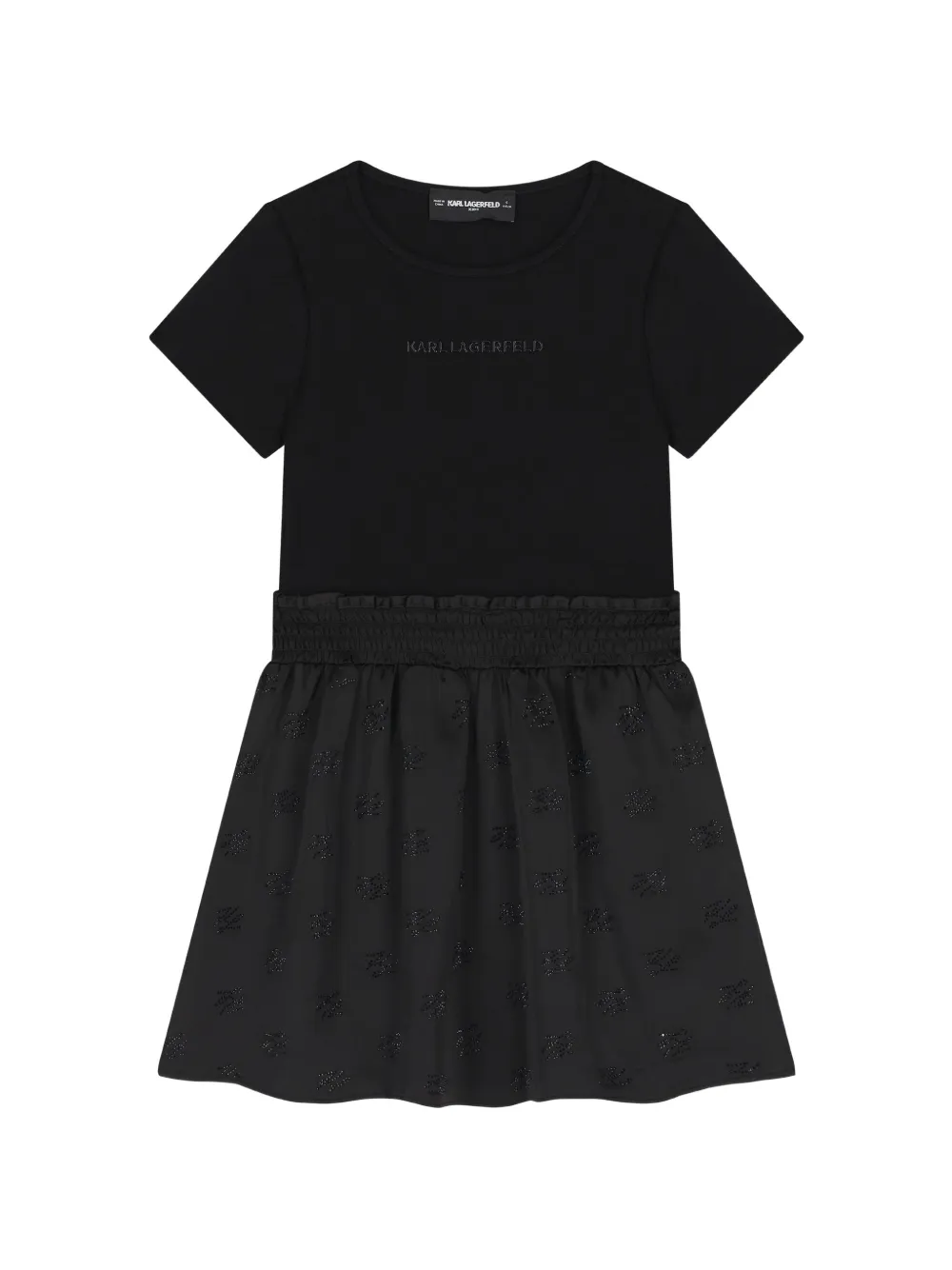 Karl Lagerfeld Kids logo-print ruffled dress - Nero