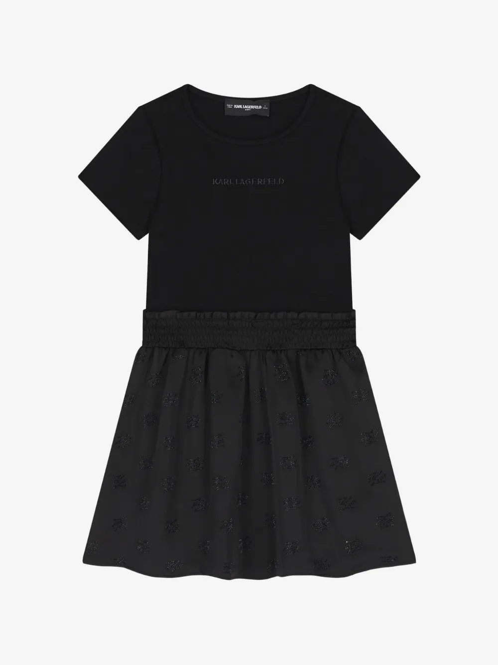 Karl Lagerfeld Kids 로고 프린트 러플 원피스