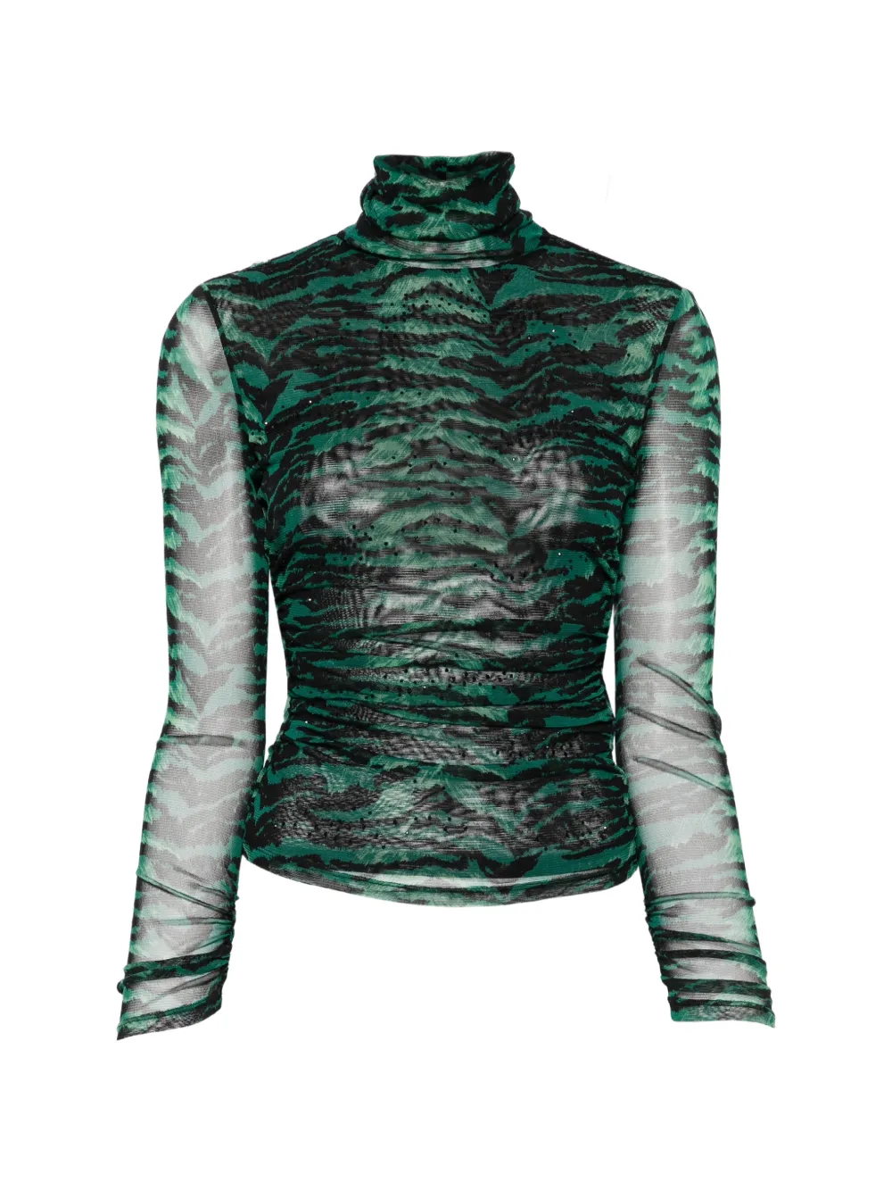 DVF Diane von Furstenberg Logan tiger-print turtleneck top Groen