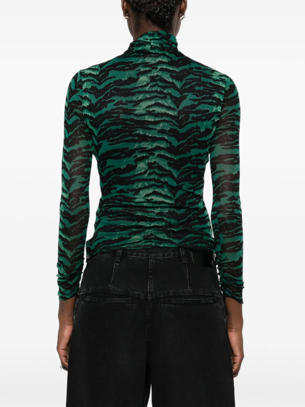 DVF Diane von Furstenberg Logan tiger-print turtleneck top Groen