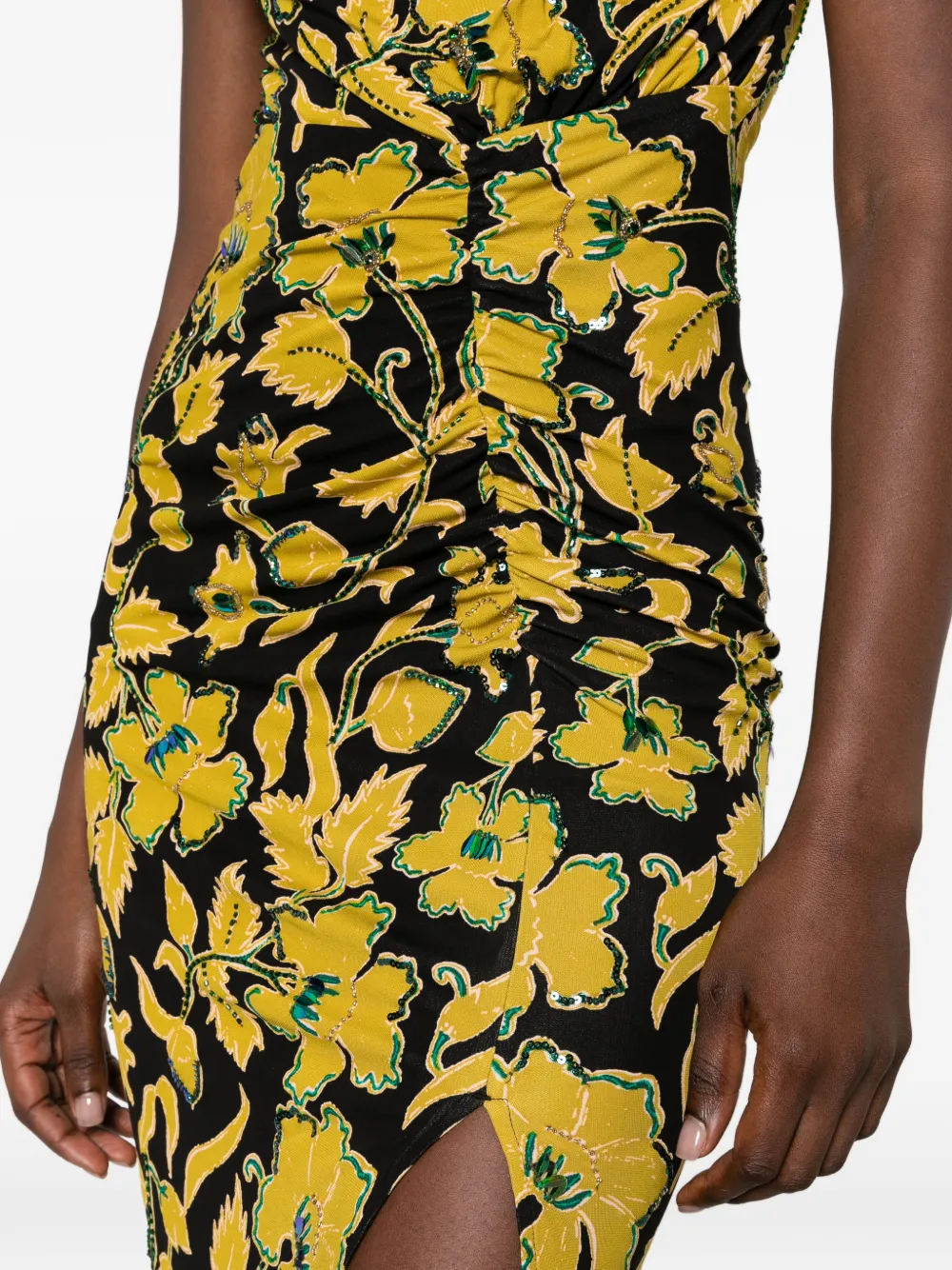 DVF Diane von Furstenberg Apollo floral-print ruched midi dress Zwart
