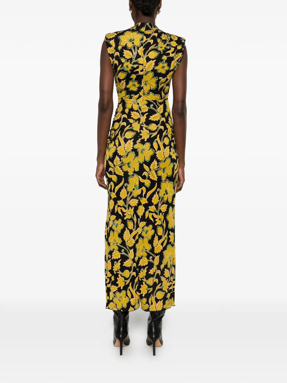 DVF Diane von Furstenberg Apollo floral-print ruched midi dress Zwart
