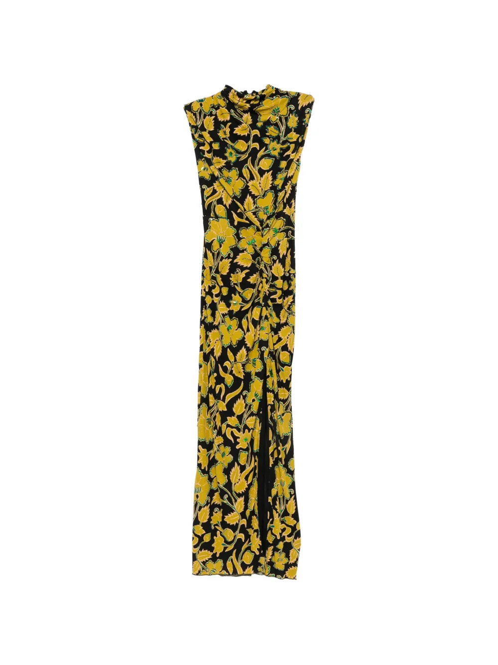 DVF Diane von Furstenberg Apollo floral-print ruched midi dress Zwart