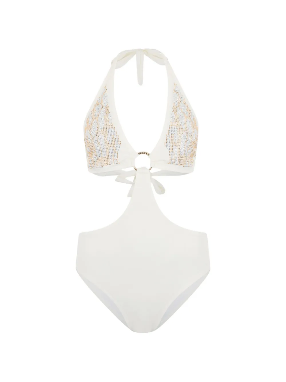 Roberto Cavalli Jaguar-motif embellished cut-out swimsuit