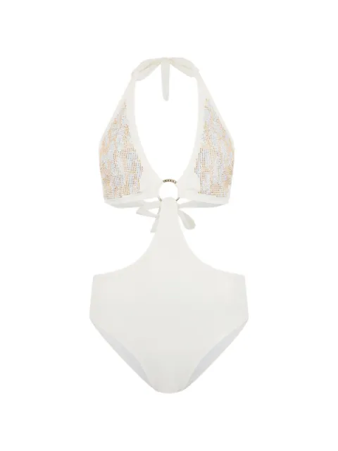 Roberto Cavalli Jaguar-motif embellished cut-out swimsuit