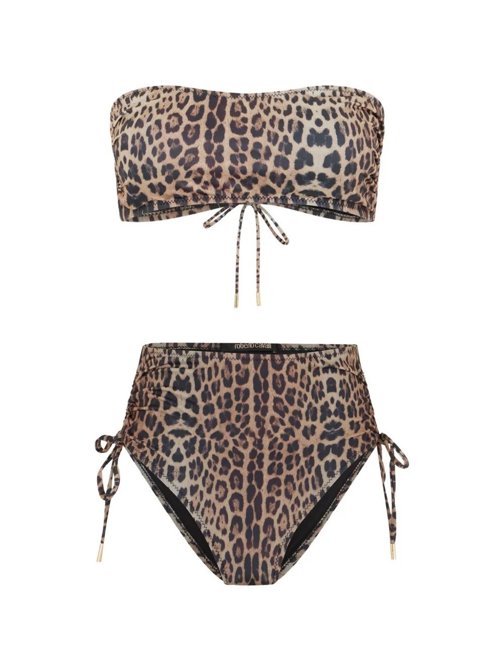 Roberto Cavalli leopard-print bandeau bikini - Marron