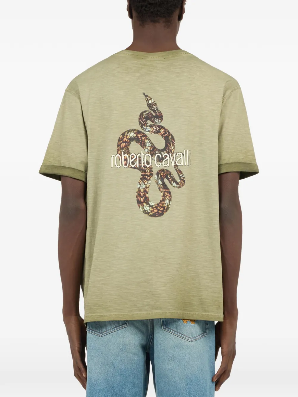 Roberto Cavalli T-shirt met logoprint Groen