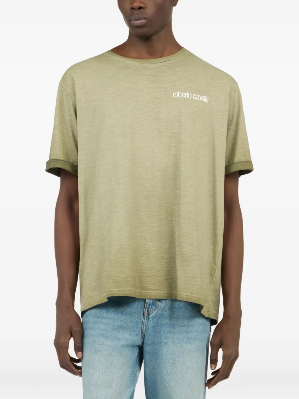 Roberto Cavalli T-shirt met logoprint Groen