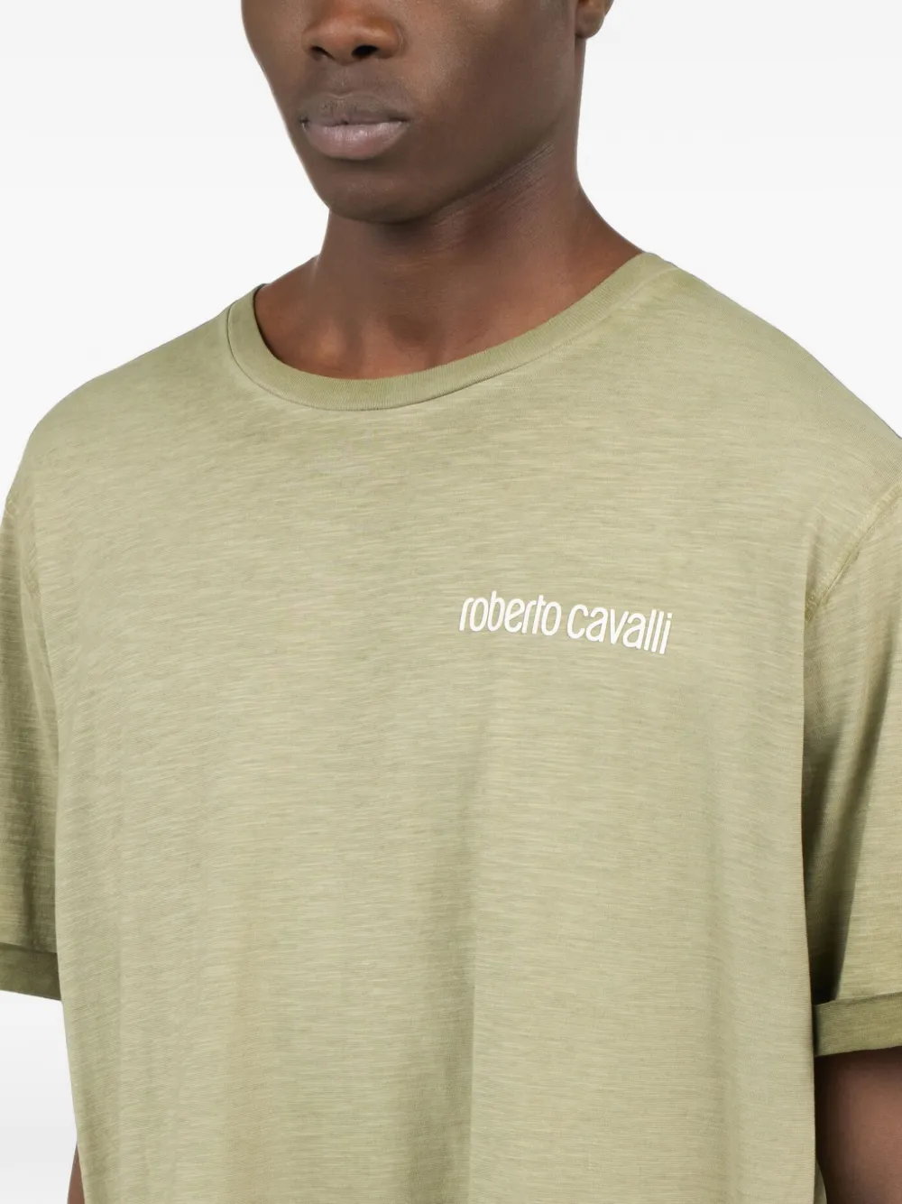 Roberto Cavalli T-shirt met logoprint Groen