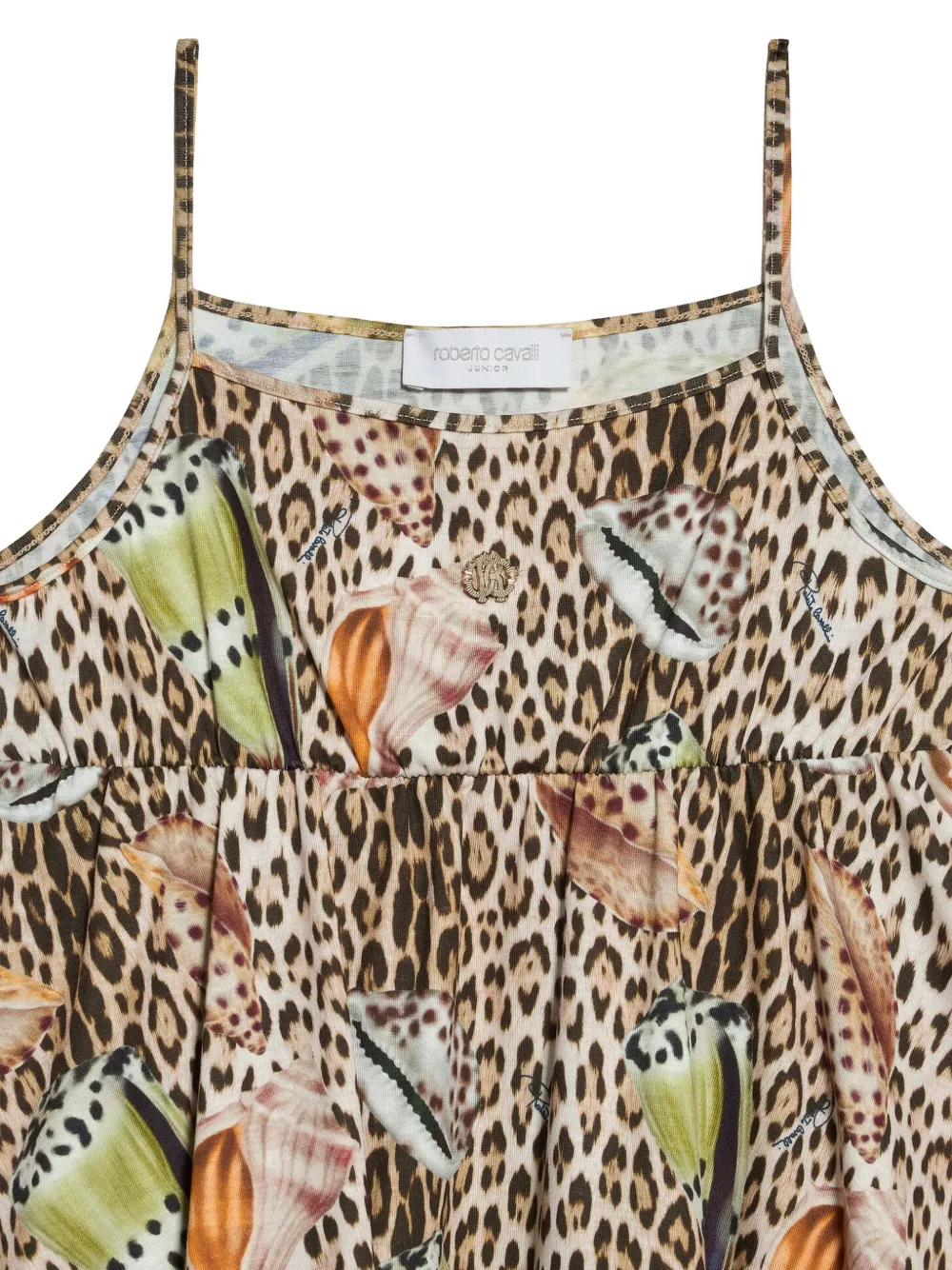 Roberto Cavalli Junior Jurk met jaguar-print Beige