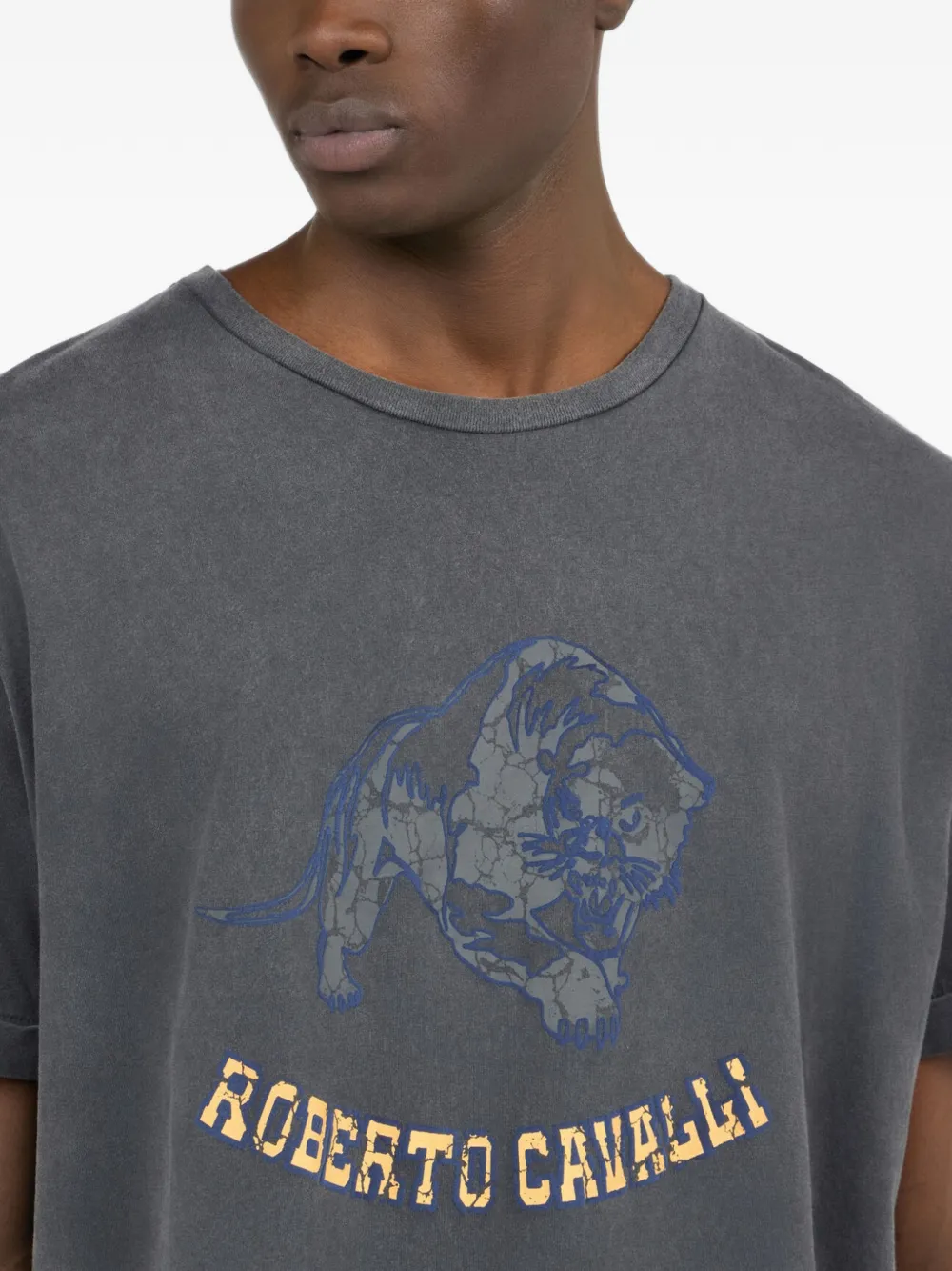 Roberto Cavalli Katoenen T-shirt met logoprint Grijs