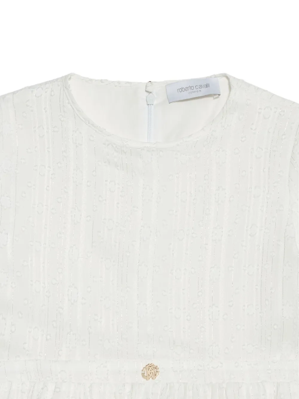 Roberto Cavalli Junior Mini-jurk met geborduurde bloemen en ruches Wit