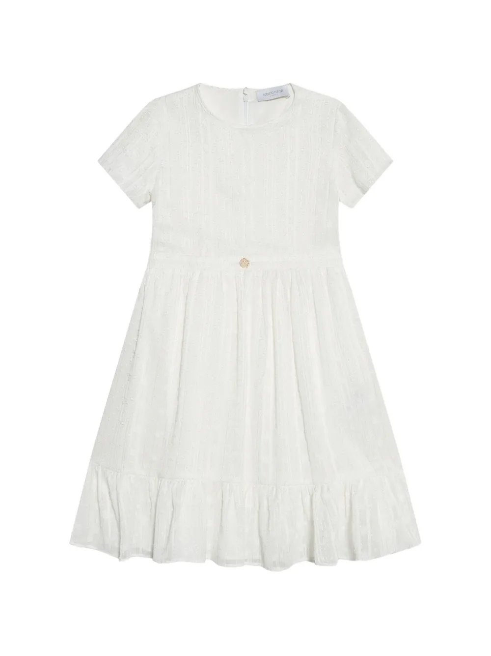Roberto Cavalli Junior ruffled floral-embroidered mini dress - Weiß