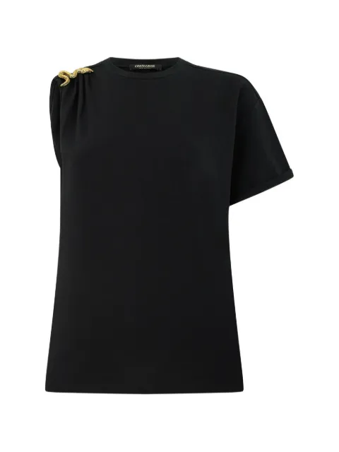 Roberto Cavalli snake-hardware asymmetric T-shirt