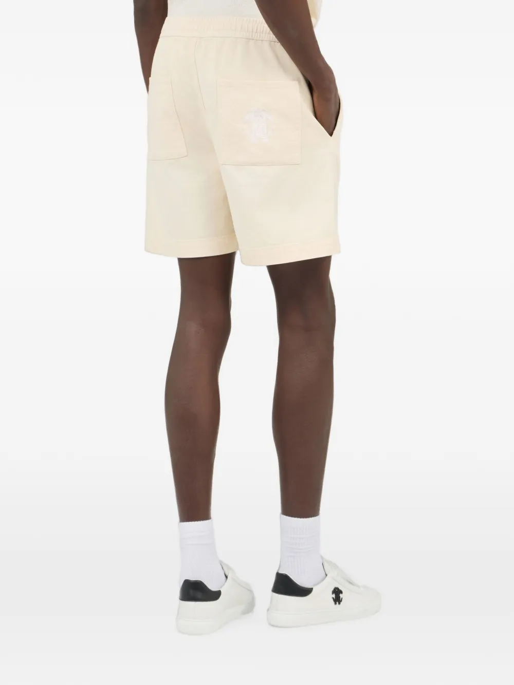 Roberto Cavalli Katoenen shorts met plooien en gespsluiting Wit