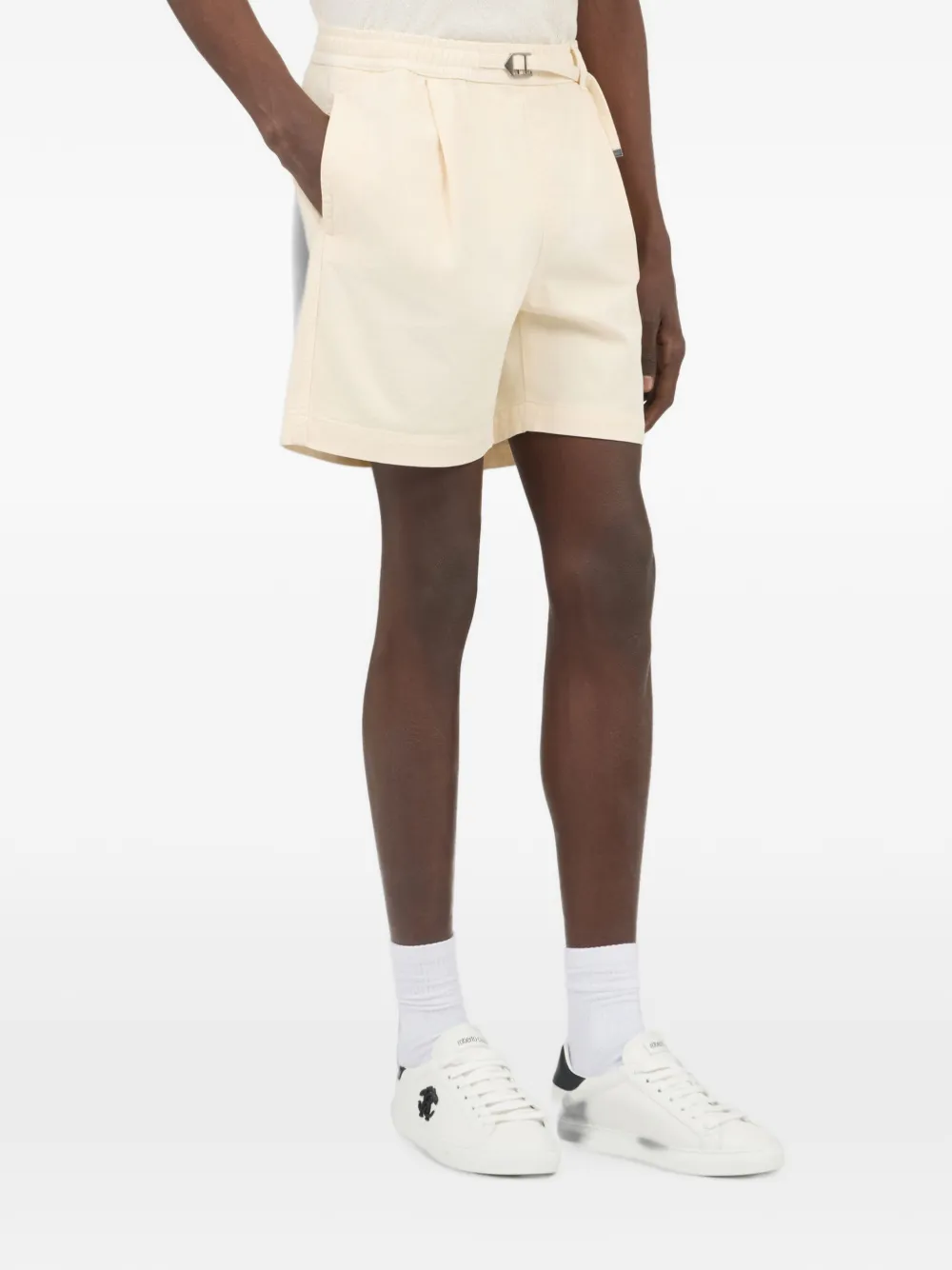 Roberto Cavalli Katoenen shorts met plooien en gespsluiting Wit