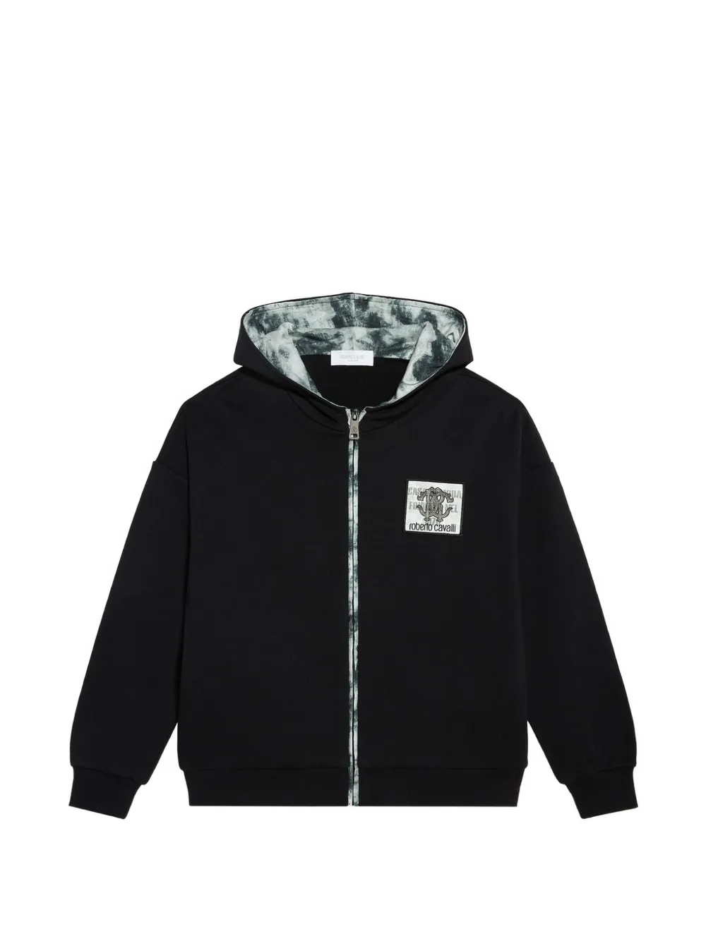 Roberto Cavalli Junior logo-patch zip-up hoodie - Noir Roberto Cavalli Junior logo-patch zip-up hoodie - Noir