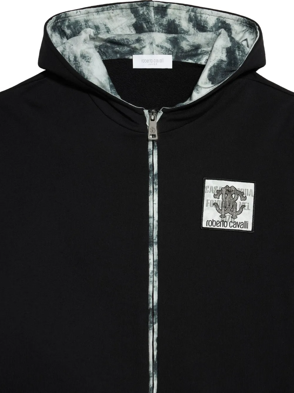 Roberto Cavalli Junior Hoodie met rits Zwart