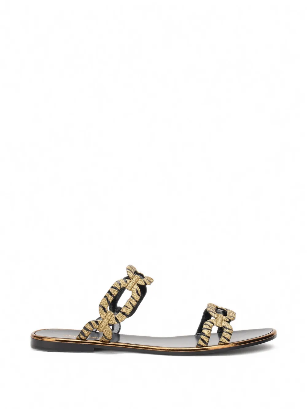 Roberto Cavalli sandales à imprimé tigre et maillons de chaîne - Or