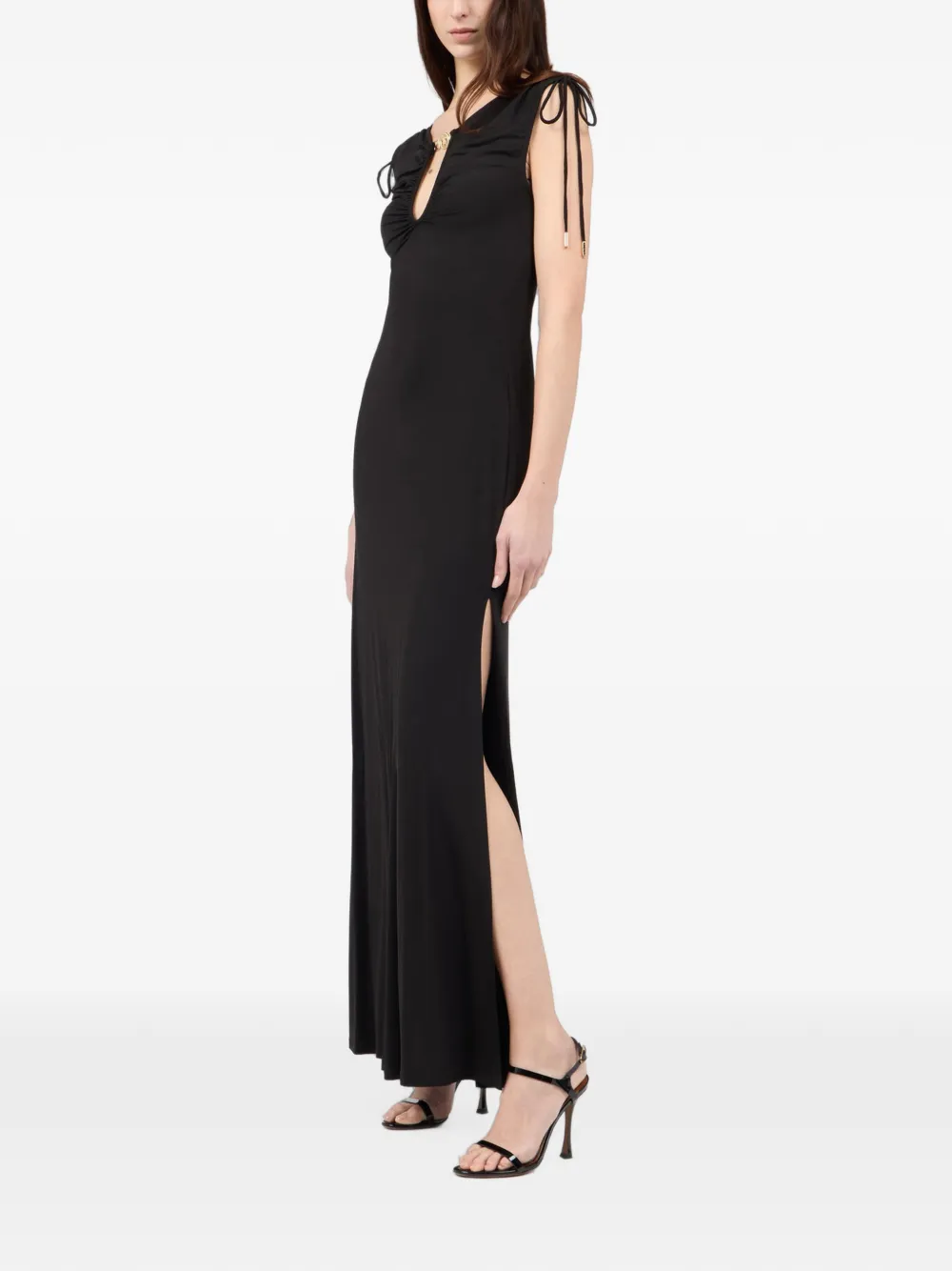 Roberto Cavalli Mirror Snake maxi-jurk met ruches Zwart