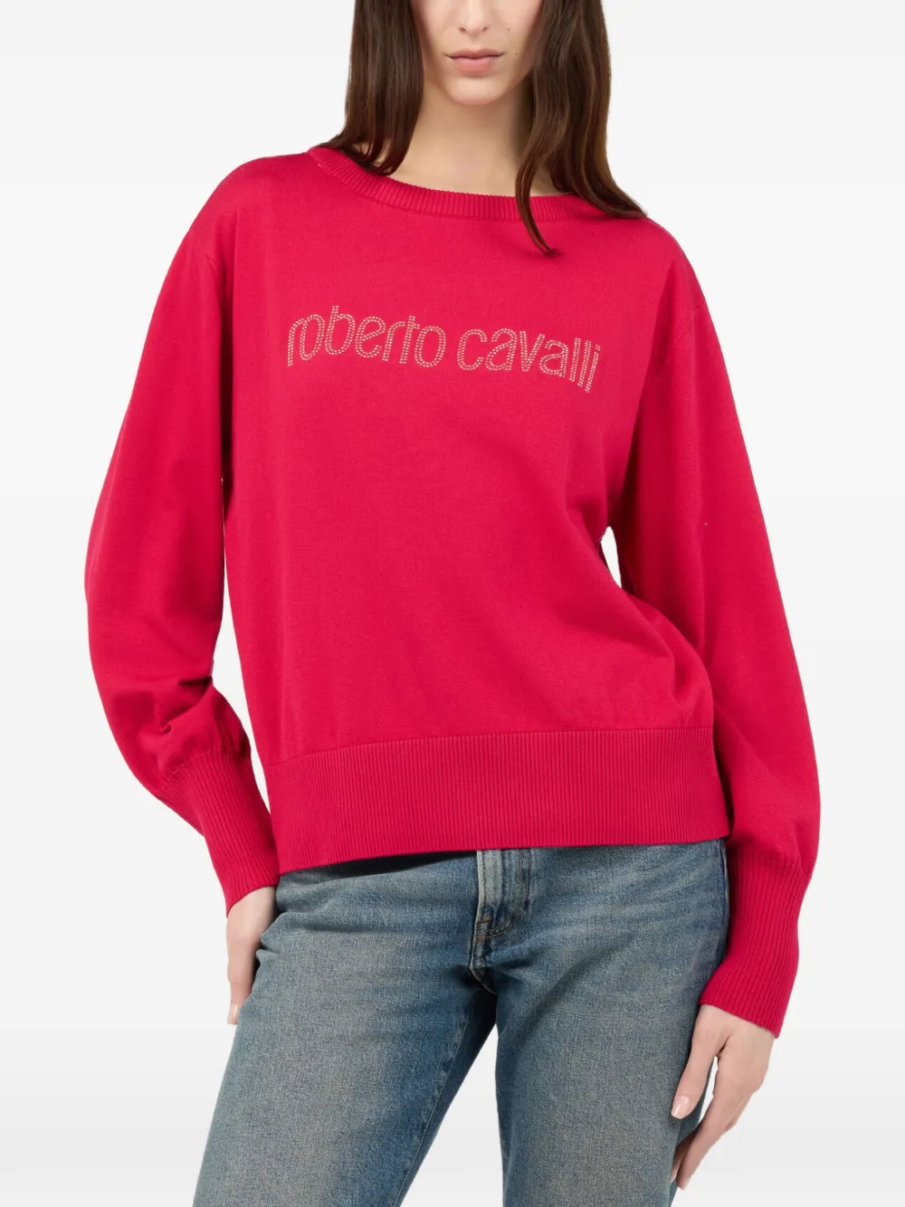 Roberto Cavalli Sweater verfraaid met logo Rood