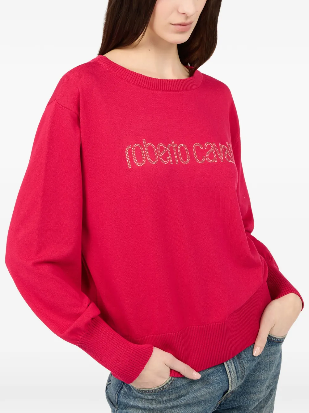 Roberto Cavalli Sweater verfraaid met logo Rood